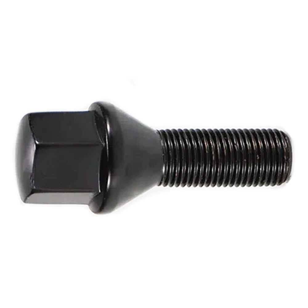 M12x1.5, 60° Taper, 26mm Thread, 17mm Hex Black Wheel Bolt (MSRPro)