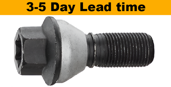 M14x1.25, 60° Taper With Mobile Washer, 17mm Hex Black Wheel Bolt (Bimecc)