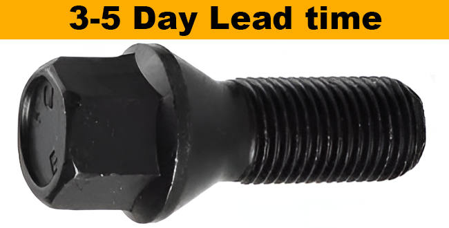 M12x1.5, 60° Taper, 17mm Hex Black Wheel Bolt (Bimecc)