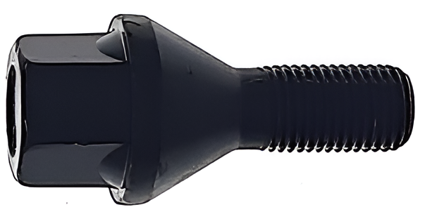 M14x1.5, 60° Taper, 21mm Hex Black Wheel Bolt (Bimecc)