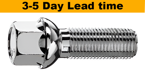 M14x1.25, R12, 17mm Hex Chrome Wheel Bolt (Bimecc)