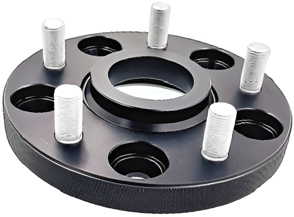 Bimecc black anodised bolt on wheel spacer with studs.