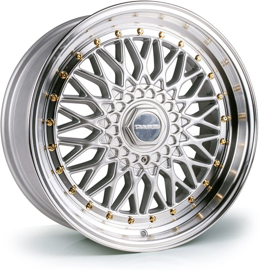 Dare DRRS Silver Polished Gold Rivets Alloy Wheel