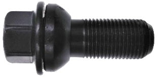 M15x1.25, R14 With Mobile Washer, 17mm Hex Black Wheel Bolt (Bimecc)