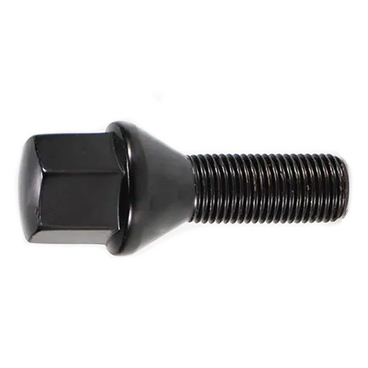 M14x1.25, 60° Taper, 27mm Thread, 17mm Hex Black Wheel Bolt (MSRPro)