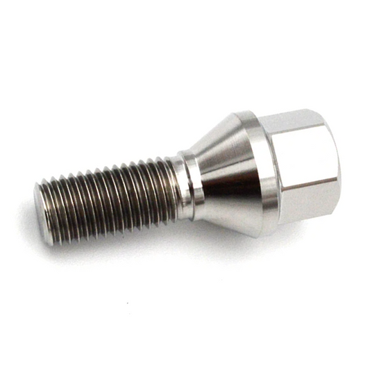 M14x1.25, 60° Taper, 27mm Thread, 17mm Hex Chrome Wheel Bolt (MSRPro)