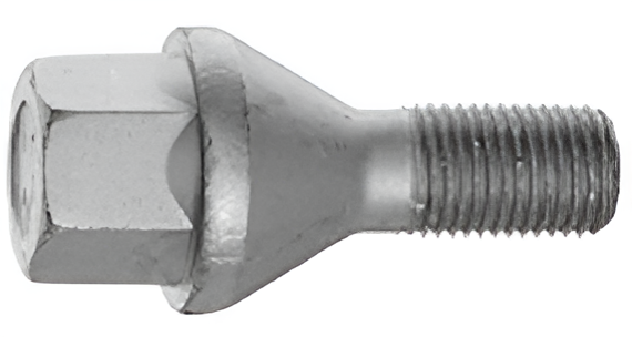 M14x1.5, 60° Taper, 19mm Hex Silver Wheel Bolt (Bimecc)