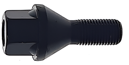 M14x1.5, 60° Taper, 21mm Hex Black Wheel Bolt (Bimecc)