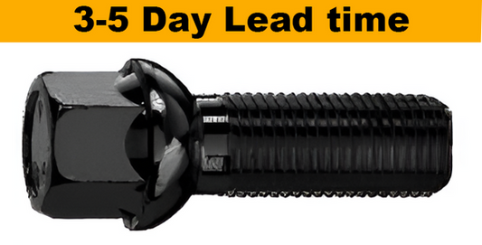 M12x1.5, R12, 17mm Hex Black Wheel Bolt (Bimecc)