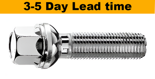 M14x1.5, R14 With Mobile Washer, 17mm Hex Chrome Wheel Bolt (Bimecc)