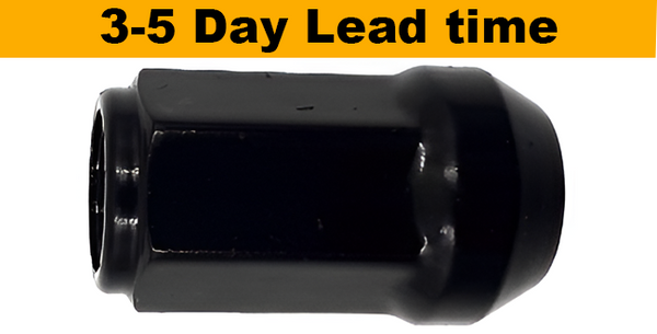 M12x1.5, 60° Taper, 34mm Thread, 17mm Hex Black Closed Wheel Nut (Bimecc)