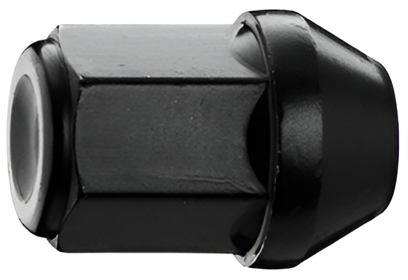 M12x1.25, 60° Taper, 34mm Thread, 19mm Hex Black Closed Wheel Nut (Bimecc)