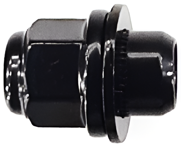 M14x1.5, Flat Seat, 47mm Thread, 22mm Hex Black Closed Wheel Nut (Bimecc)