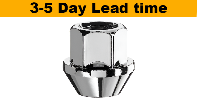 1/2" UNF, 60° Taper, 23mm Thread, 17mm Hex Chrome Open Wheel Nut (Bimecc)