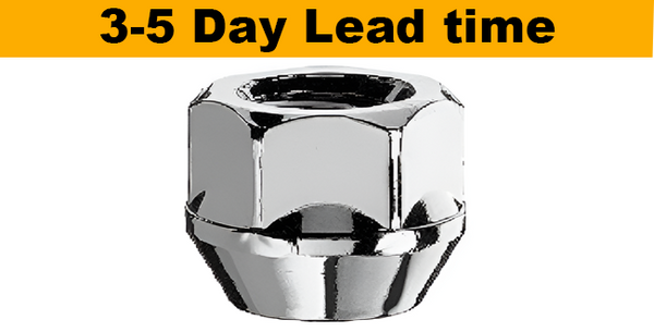 1/2" UNF, 60° Taper, 17mm Thread, 19mm Hex Chrome Open Wheel Nut (Bimecc)