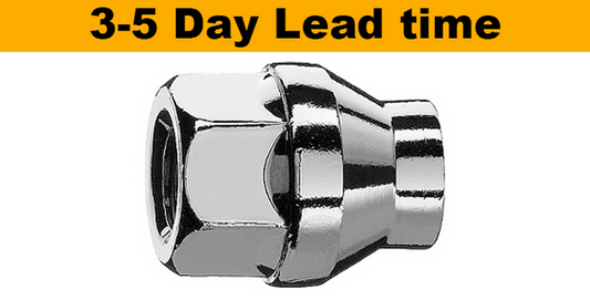 M12x1.5, 60° Taper, 29mm Thread (6mm Shank), 19mm Hex Chrome Open Shank Wheel Nut (Bimecc)