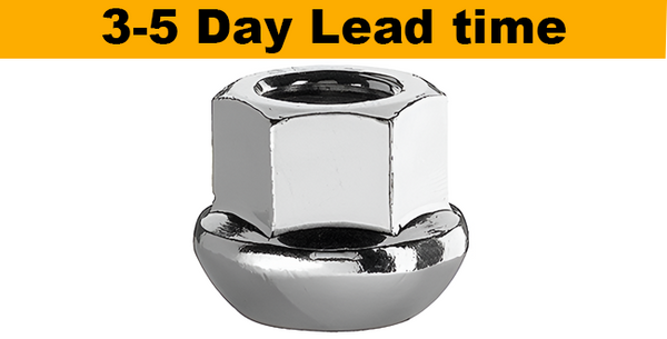 M12x1.5, R12, 18mm Thread, 19mm Hex Chrome Open Wheel Nut (Bimecc)