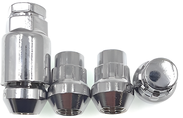 1/2" UNF, 60° Taper, 32mm Thread, Chrome Closed Locking Wheel Nuts (Bimecc)