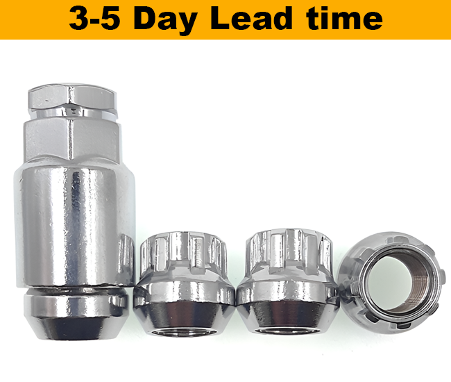 M14x2.0, 60° Taper, 20mm Thread, Chrome Open Locking Wheel Nuts (Bimecc)