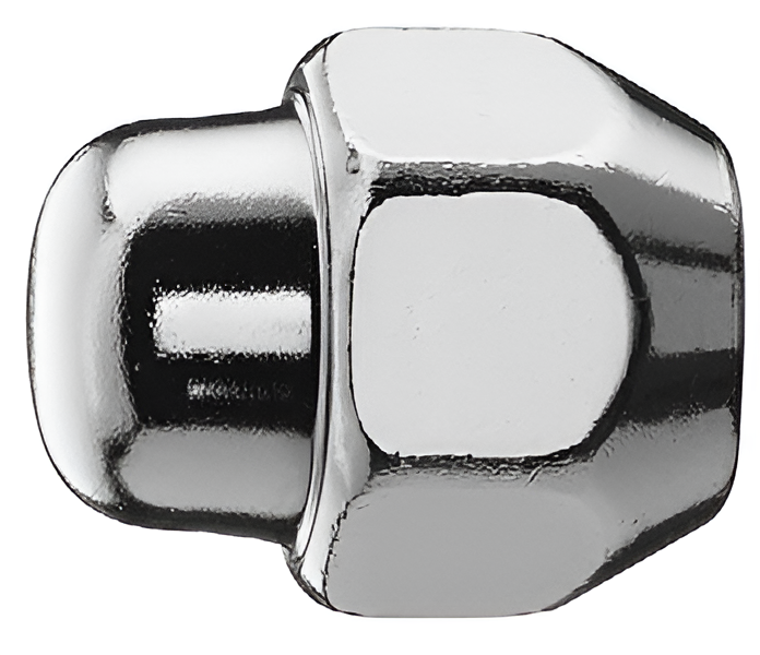 M12x1.5, 60° Taper, 27mm Thread, 21mm Hex Kia OE Chrome Closed Wheel Nut (Bimecc)