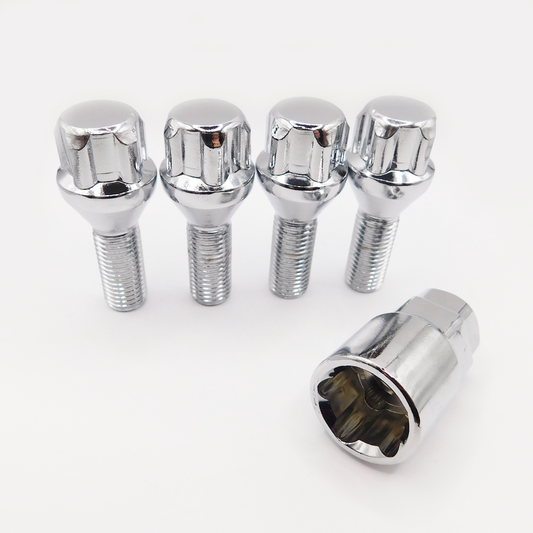 M12x1.5, 60° Taper, 26mm Thread, Chrome Locking Wheel Bolts (MSRPro)