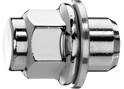 M12x1.25, Flat Seat, 37mm Thread, 21mm Hex Chrome Closed Wheel Nut (Bimecc)