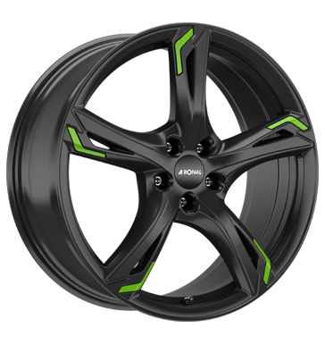 Ronal R62 Jet Black Green Alloy Wheel