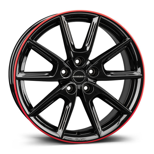 Borbet LX18 Black Glossy Rim Red Alloy Wheel