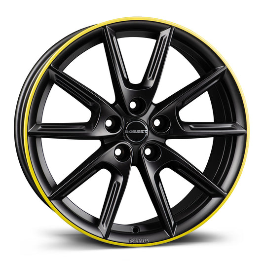 Borbet LX18 Black Matt Rim Yellow Alloy Wheel
