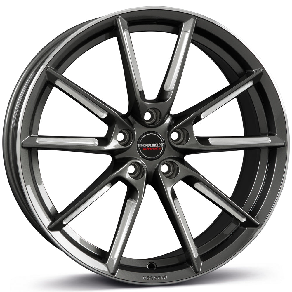 Borbet LX Graphite Spoke Rim Polished Alloy Wheel