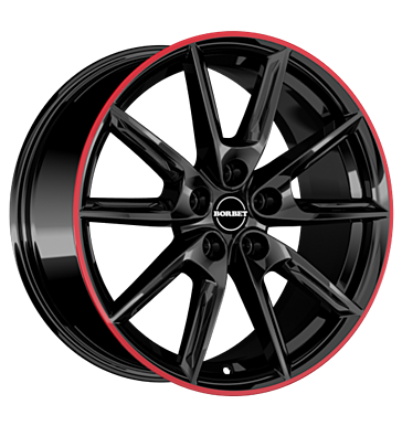 Borbet LX19 Black Glossy Rim Red Alloy Wheel