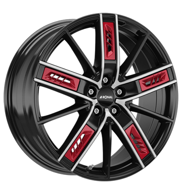 Ronal R67 Red Right Jet Black Front Diamond Cut Alloy Wheel