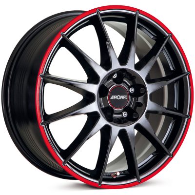 Ronal R54 MCR Jet Black Red Rim Alloy Wheel