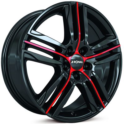 Ronal R57 MCR Jet Black Red Spoke Alloy Wheel