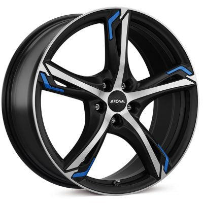 Ronal R62 Blue Matt Jet Black Front Diamond Cut Alloy Wheel