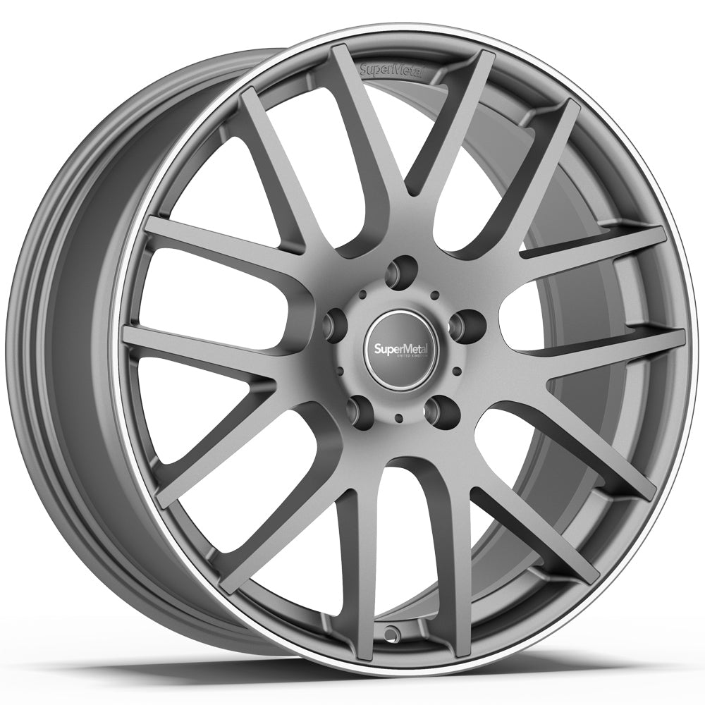 SuperMetal Trident Matt Grey Rim Polish Alloy Wheel