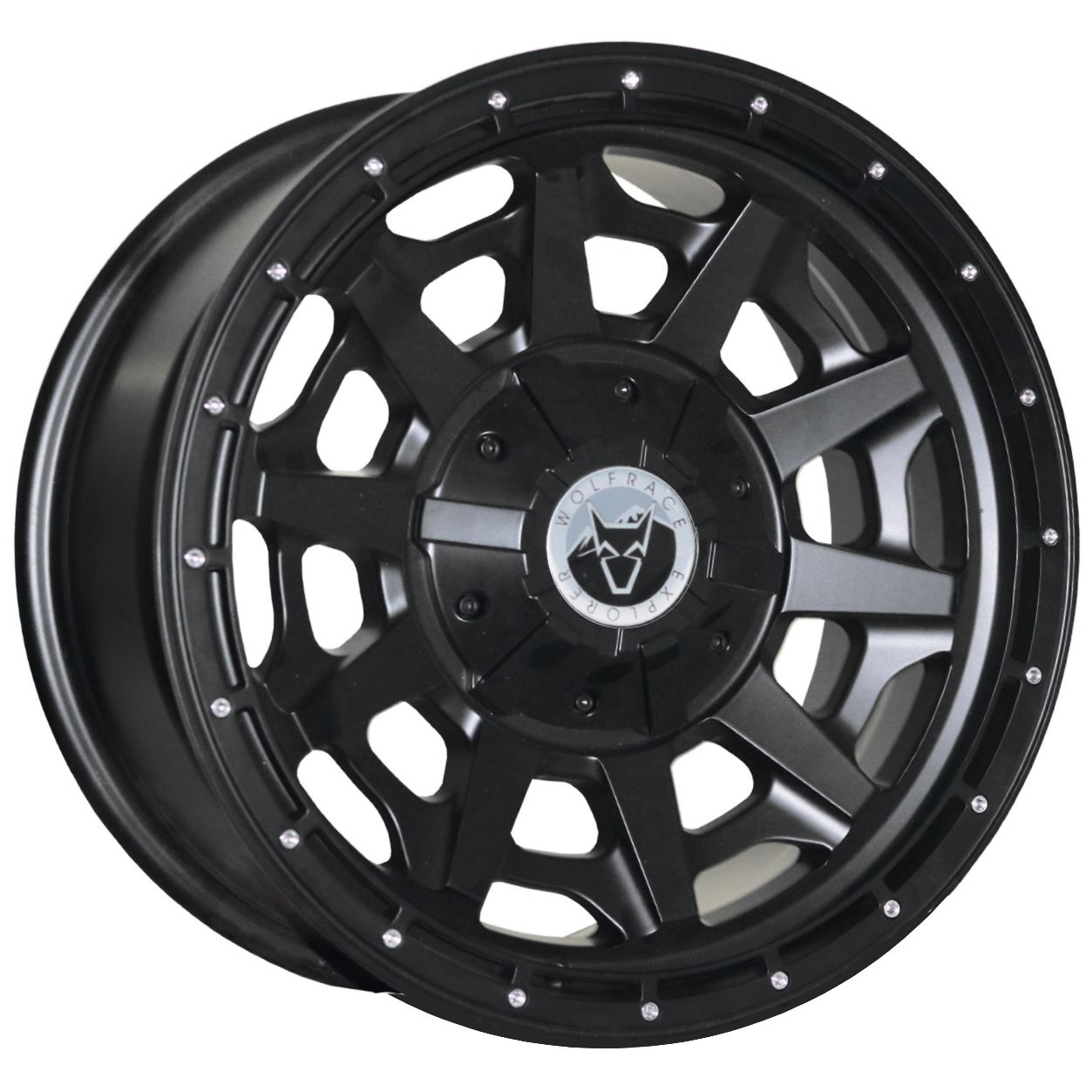 Wolfrace Explorer Canyon Matt Black Chrome Rivets Alloy Wheel